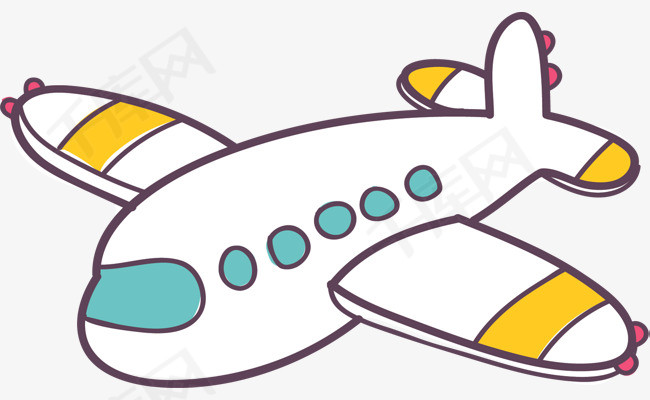 可爱卡通白色飞机矢量png飞机白色飞机卡通飞机可爱飞机旅游飞机