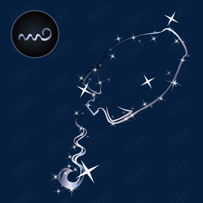 卡通矢量星空星座水瓶座标志免抠png