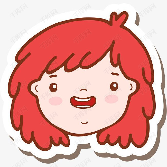 卡通可爱红色头发女孩儿童贴纸