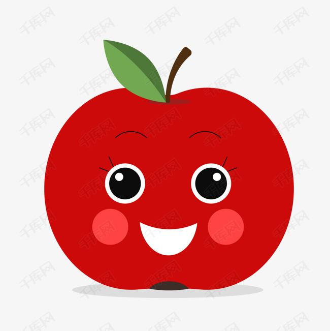 红色苹果可爱表情的素材免抠卡通水果红色水果矢量图背景装饰红苹果