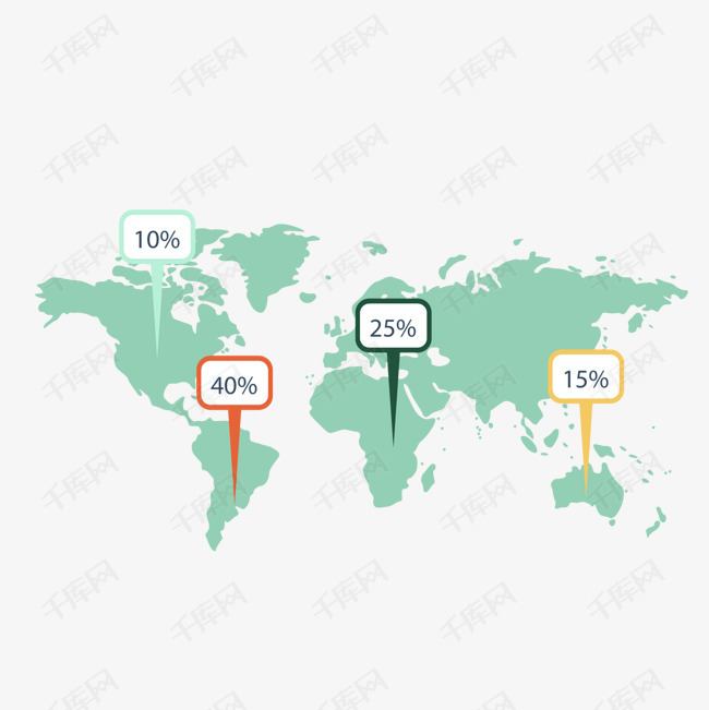 绿色卡通地图上的地标的素材免抠绿色地图矢量图地标背景装饰卡通地标