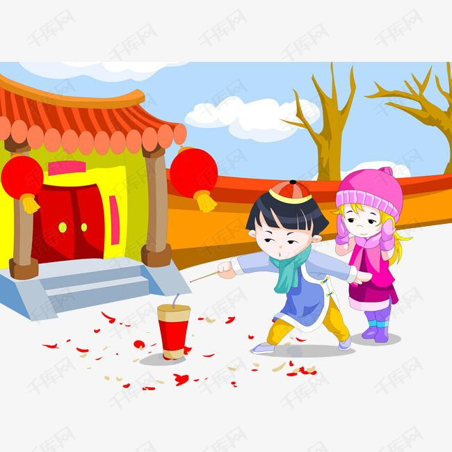 放鞭炮的小孩
