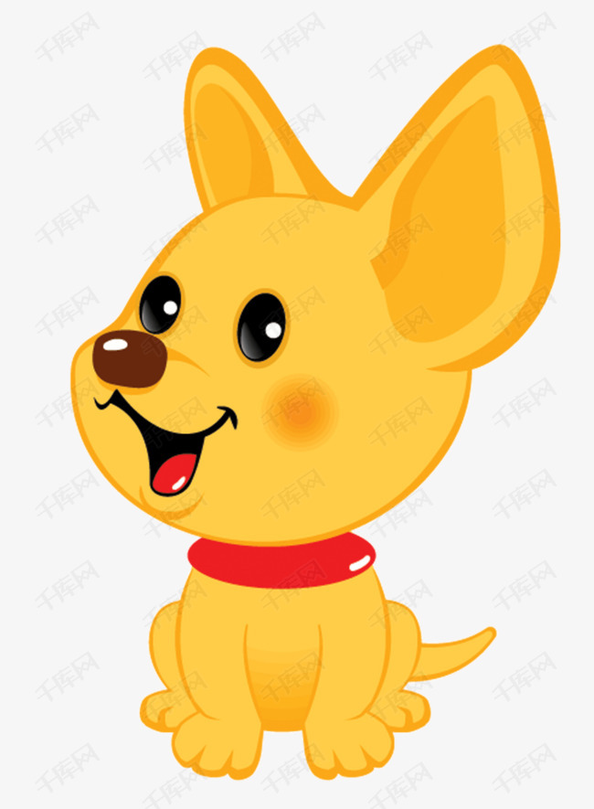 卡通戴着红脖套的小狗png图的素材免抠可爱的呆萌的卡通红脖套黄色的