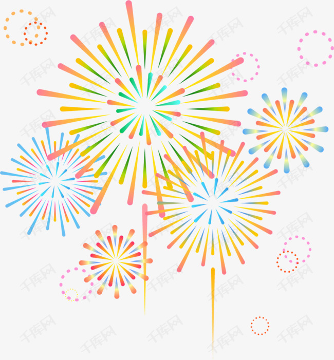 卡通彩色绽放烟花