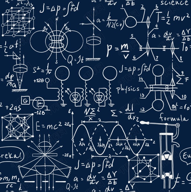 白线条物理数学公式矢量图