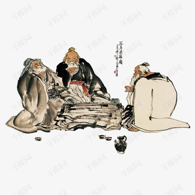 中国古风人物的素材免抠中国风古代古典古代人物老人中国特色