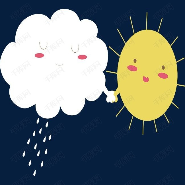 太阳云朵森林天气卡通插画素材