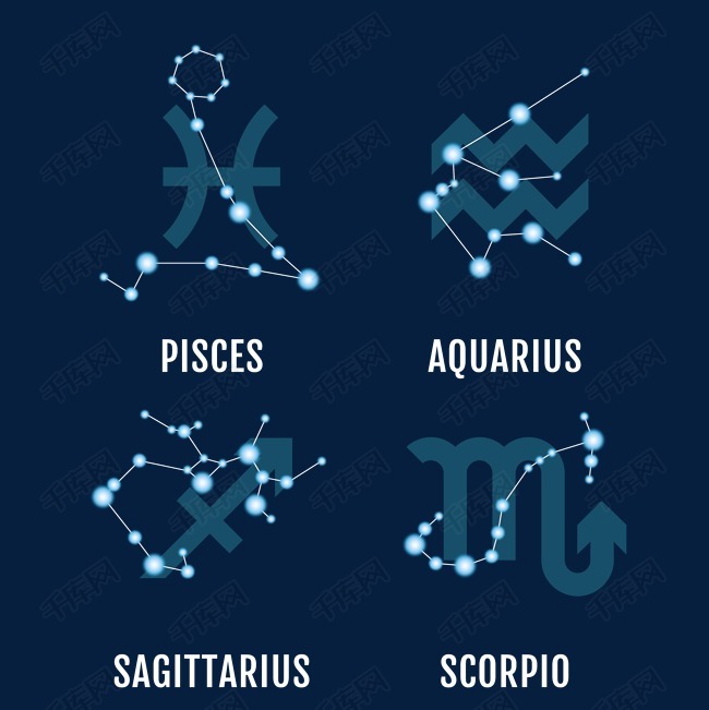 卡通星空12星座星空图通用免抠png