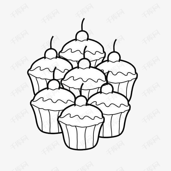 樱桃纸杯蛋糕超萌可爱简笔画食物素材图片免费