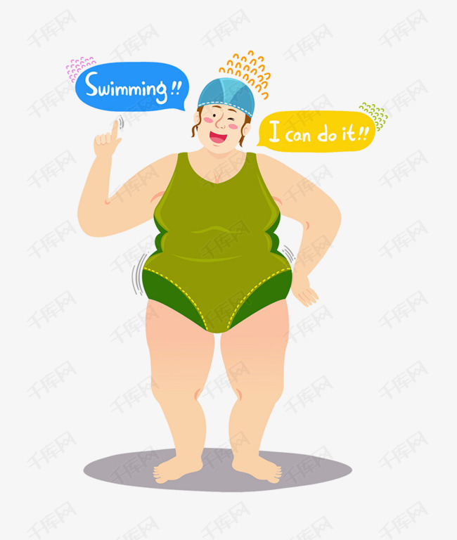 卡通人物大肚腩胖女人的素材免抠卡通人物大肚腩胖女人肥胖者穿泳衣