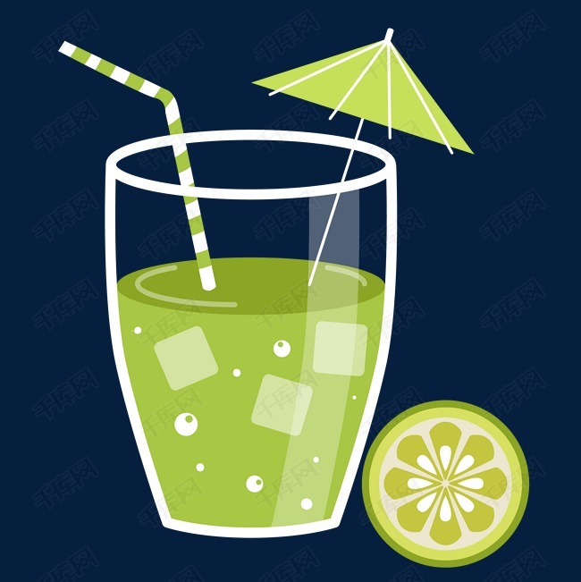 手绘矢量一杯柠檬水