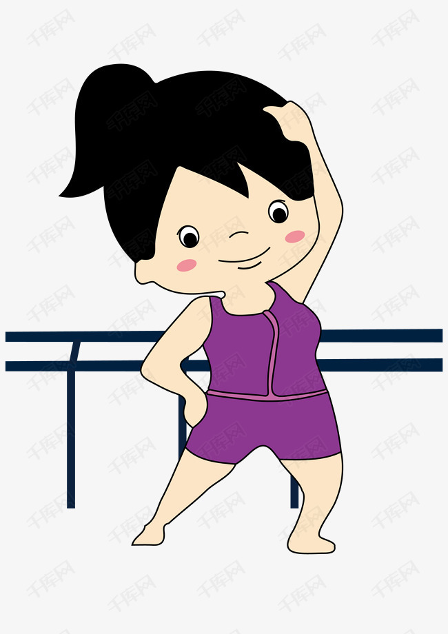 假期扁平可爱健身锻炼减肥女孩卡通形象png