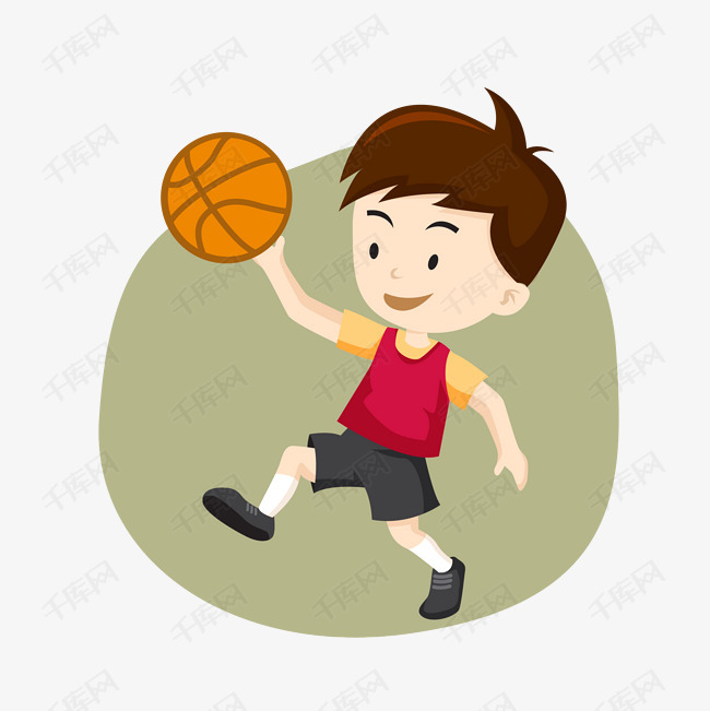 卡通打篮球的男孩免抠素材