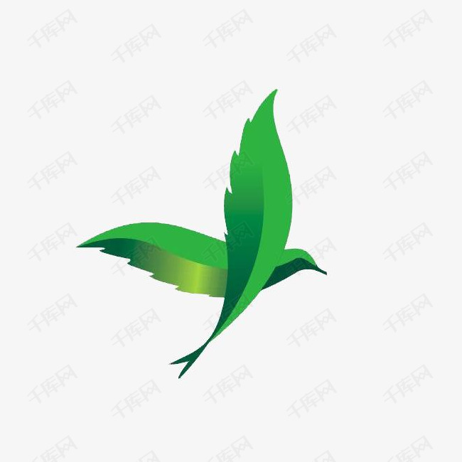 绿色展翅翱翔的燕子标志