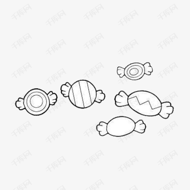 糖纸状糖果黑白素材