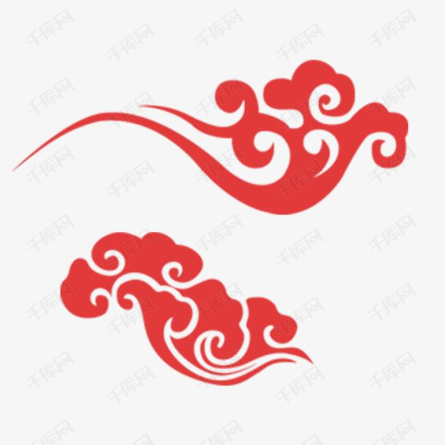 中国风红色简笔画祥云设计