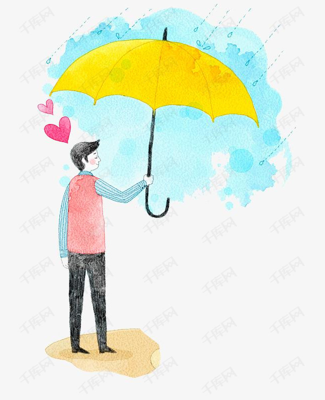 打雨伞的卡通人物