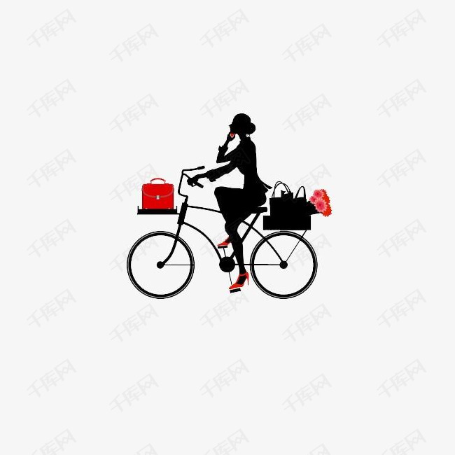 骑着老式自行车的女人素材图片免费下载_高清