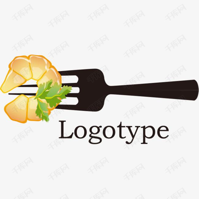 卡通手绘创意餐饮叉子logo