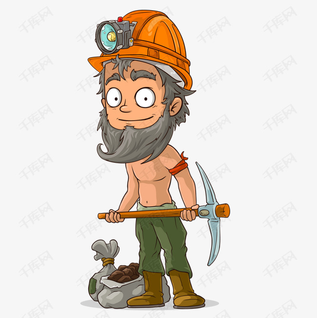 卡通采矿的人物设计的素材免抠人物设计卡通矢量图矿工采矿工人