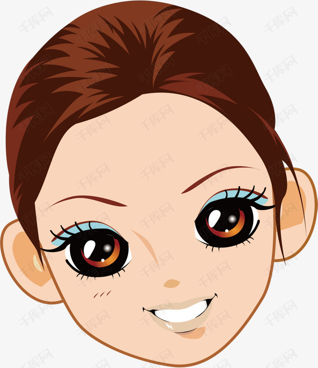 微笑的女式的素材免抠女孩卡通面部卡通面部面部模特面部特写