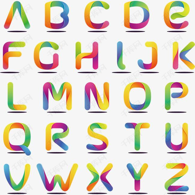 矢量图彩色英语字母