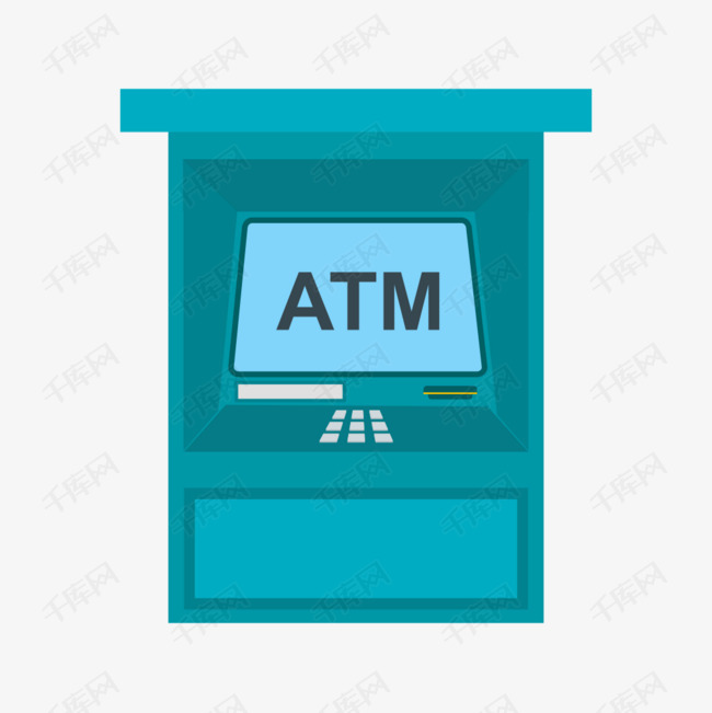 卡通蓝色自动取款机的素材免抠银行取钱存钱卡通自动取款机atm