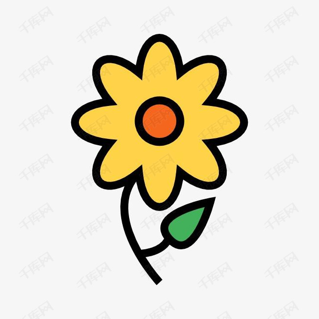 一朵黄色的花的素材免抠鲜花卡通植物