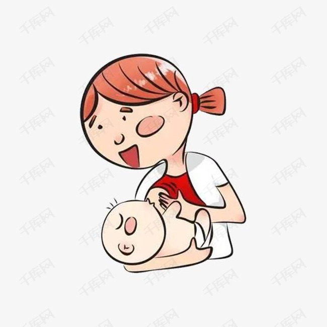 卡通宝宝吃母乳的素材免抠宝宝吃奶宝宝卡通母婴吃奶亲子