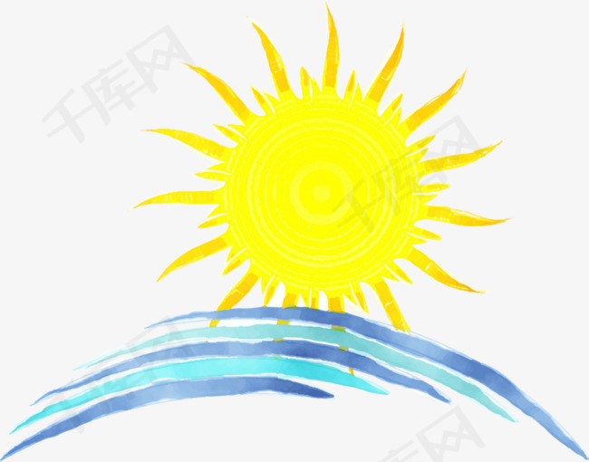 黄色可爱海浪太阳海浪太阳夏日夏天温度夏季炎热
