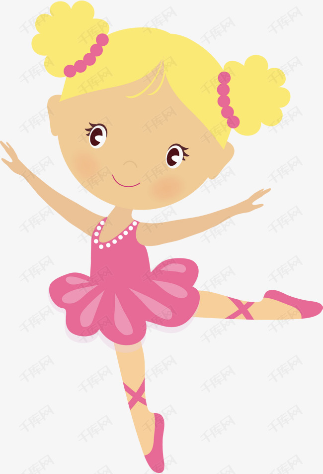青春芭蕾小姑娘卡通的素材免抠跳舞女孩卡通手绘儿童小女孩矢量图