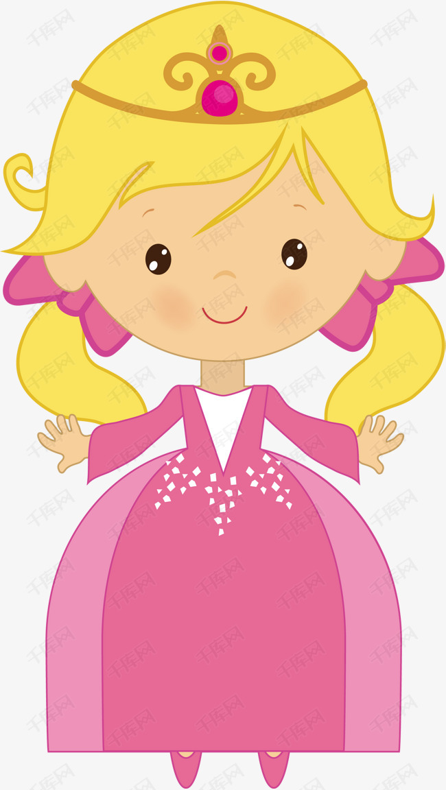 公主可爱小姑娘卡通的素材免抠公主卡通手绘扮演小女孩矢量图插画风