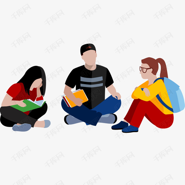 千库网 图片素材 大学生沟通交流插画