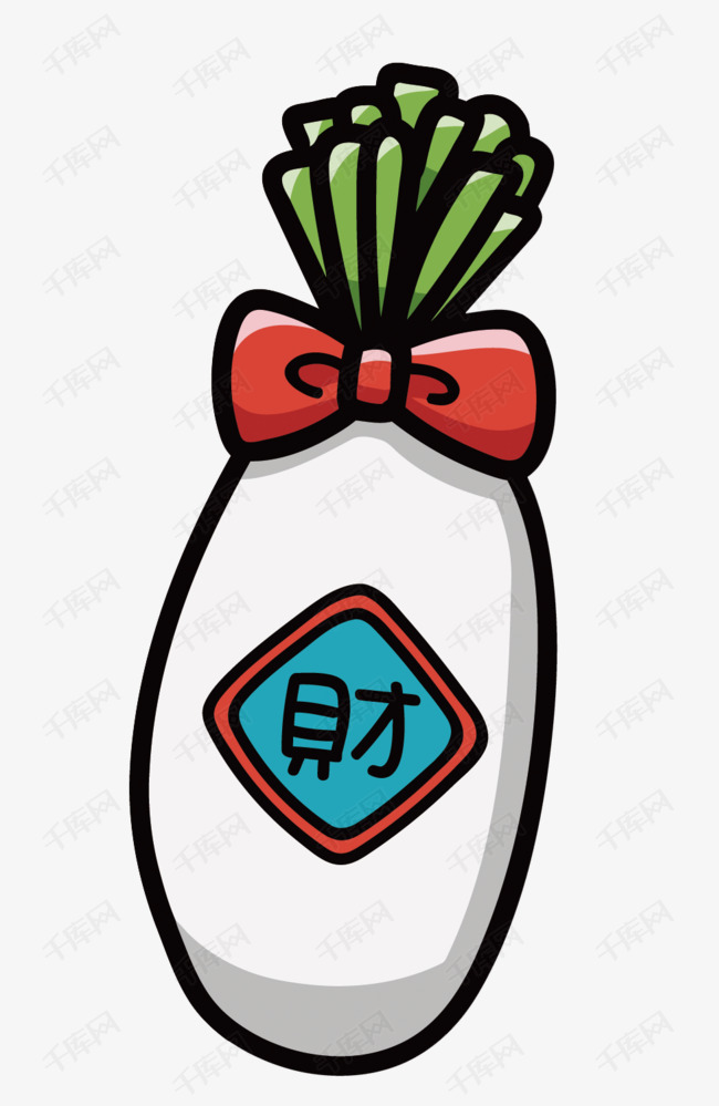 矢量中国风财字萝卜