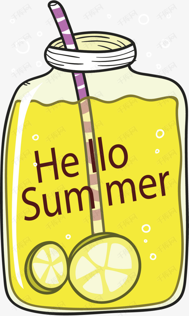 卡通夏天柠檬果汁