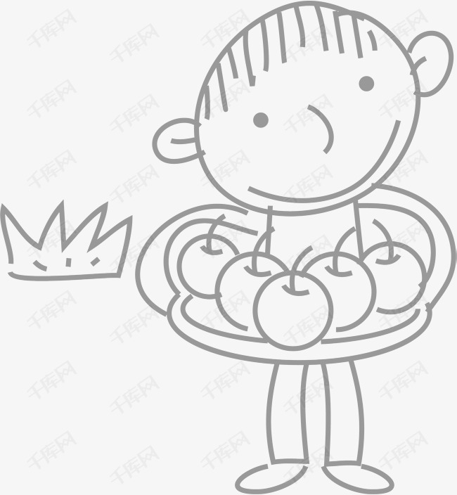 儿童节端苹果小男孩卡通