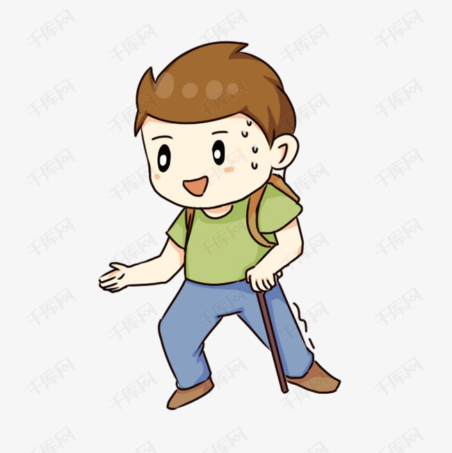 卡通爬山手绘可爱免抠元素