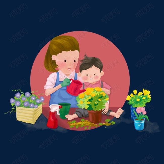 母亲节和妈妈一起种花