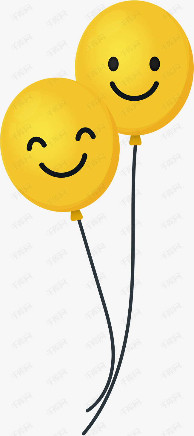黄色卡通微笑气球素材图片免费下载_高清png_千库网