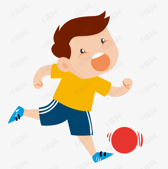 踢球的男孩设计的素材免抠男孩人物设计踢球卡通儿童生活节校园运动会