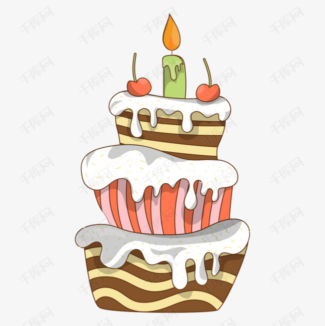 png素材卡通手绘生日蛋糕