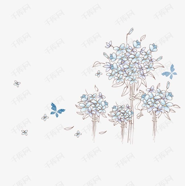 背景装饰图案 花 淡色花 蝴蝶 海报banner背景