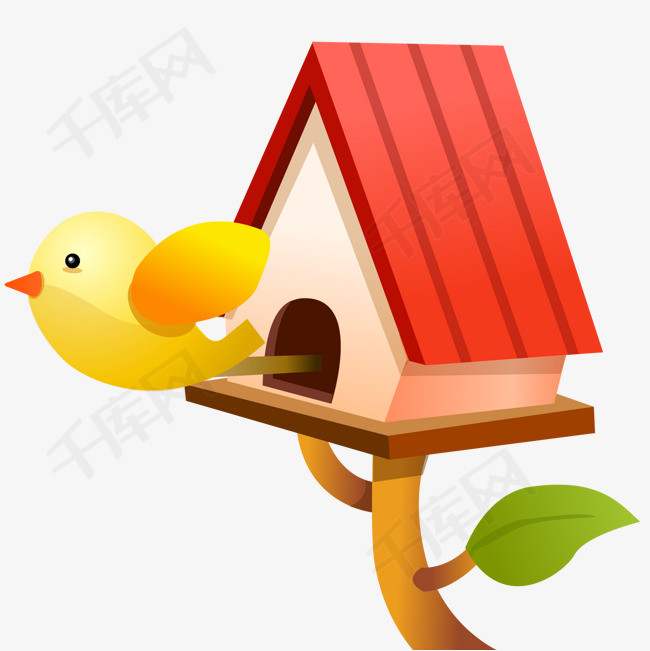 卡通鸟窝设计矢量图