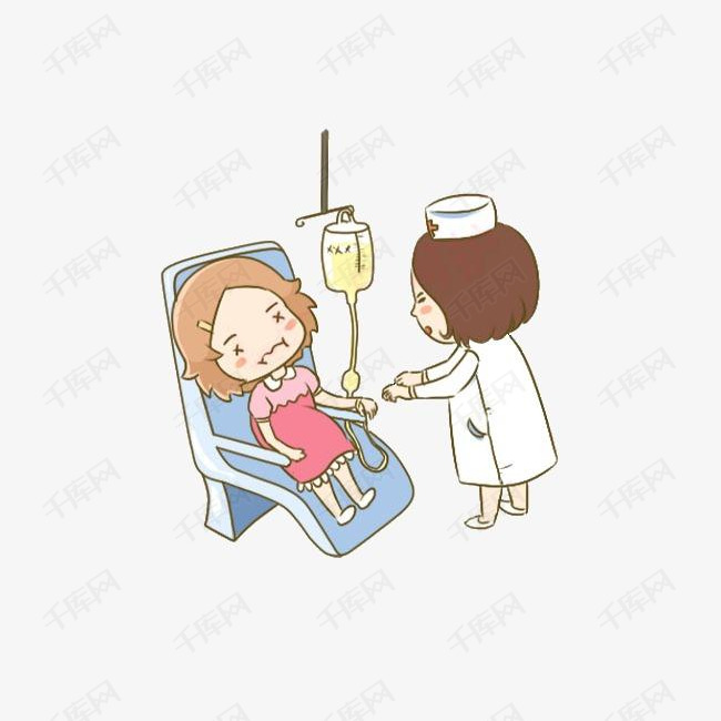 护士给女孩输液的素材免抠卡通输液女孩护士