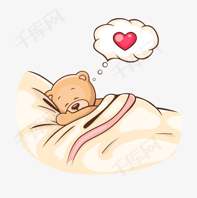 卡通睡觉的小熊设计动物设计小熊睡觉美梦矢量图手绘