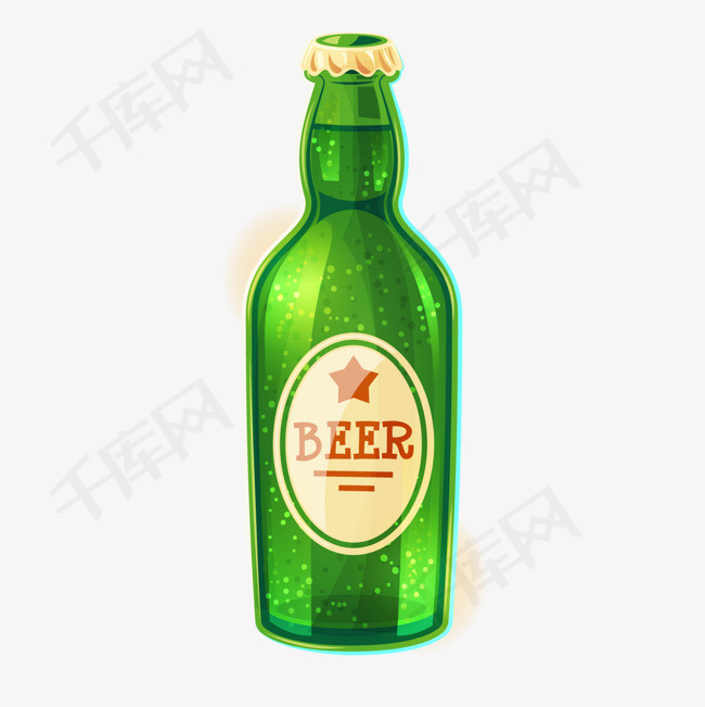 绿色啤酒瓶卡通插画