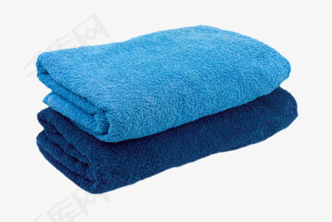 蓝色叠好的棉质毛巾清洁用品实物