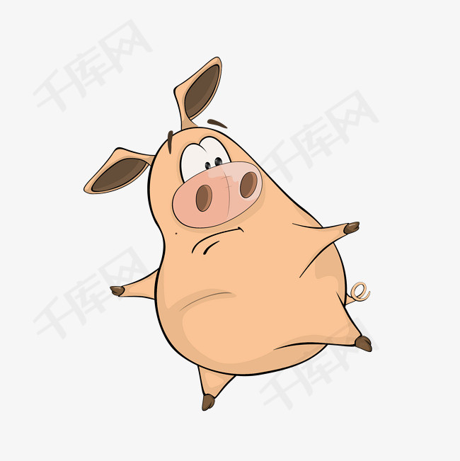 矢量卡通手绘律动皮皮猪免抠图png