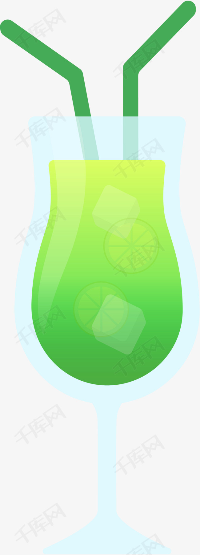 绿色卡通汽水饮料
