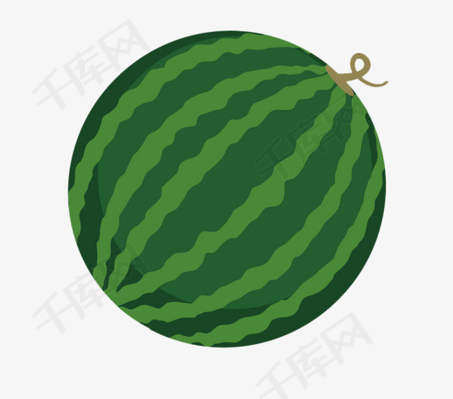 手绘卡通绿色西瓜
